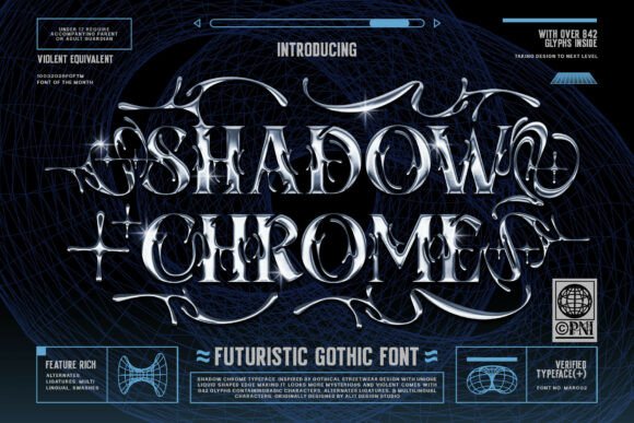Shadow Chrome: A Futuristic Gothic Typeface for Bold Digital Headlines